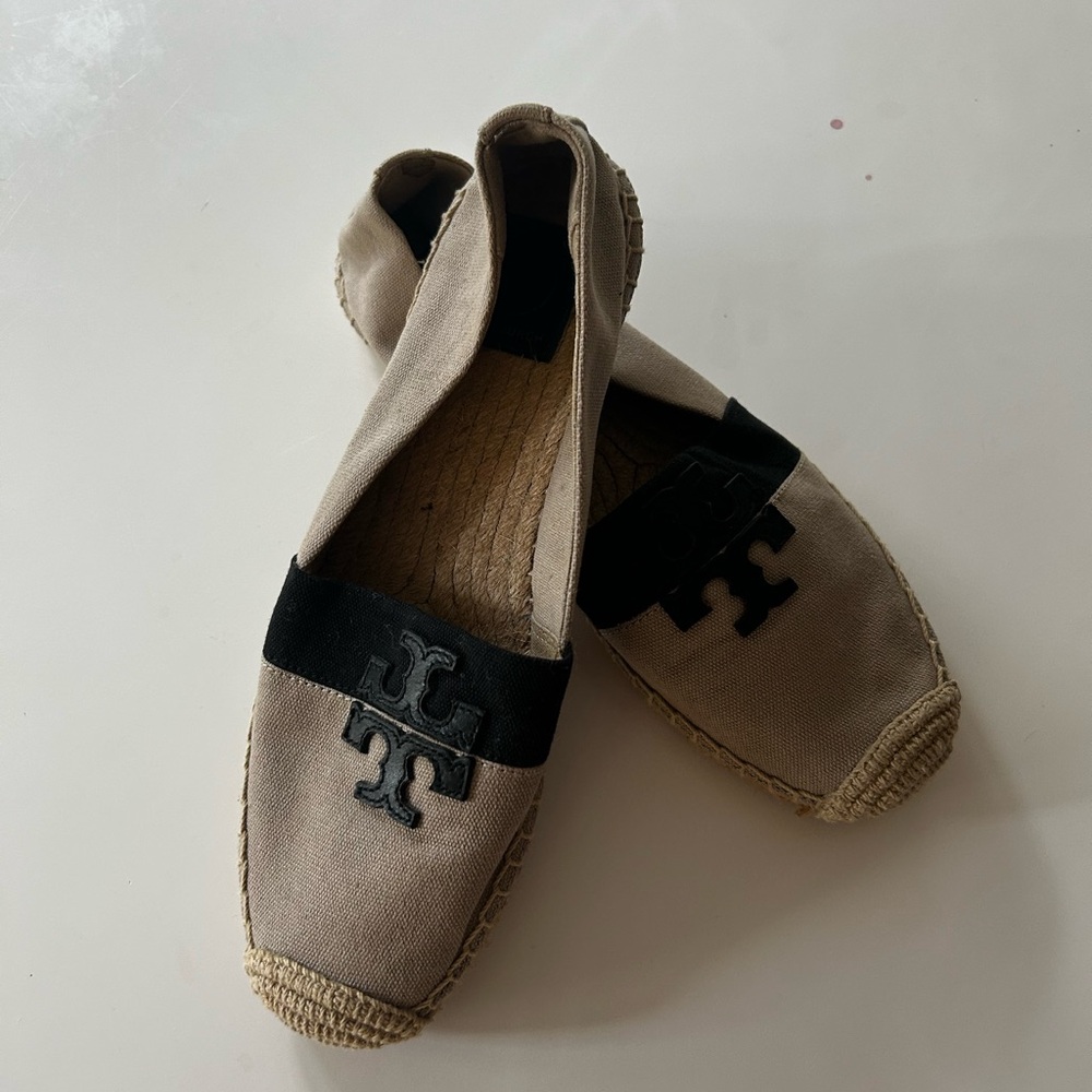 Tory Burch Tan Espadrilles with Black Detail